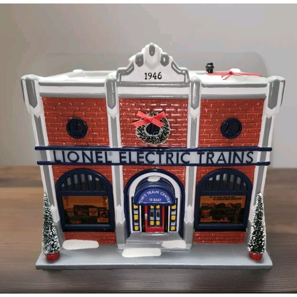 Department 56 Snow Village Lionel Electric Train Shop Lighted House